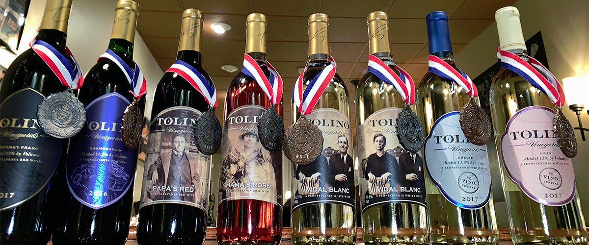 bottles of tolino wines with medals