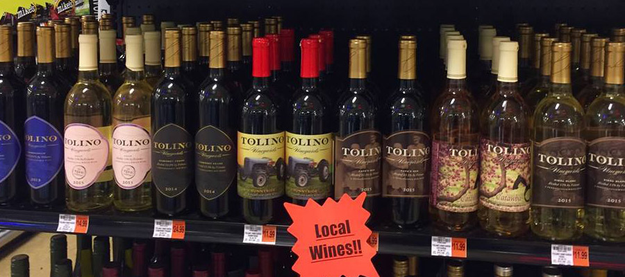 Bottles of Tolino wine at local grocery store